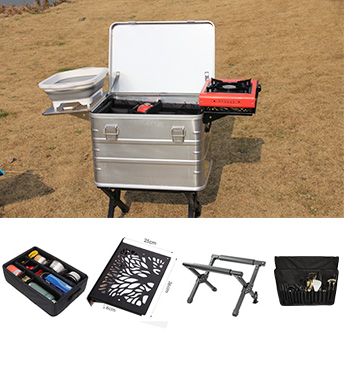 Portable Outdoor Camping Kitchen Box - Aluminum Lightweight - KASSICO