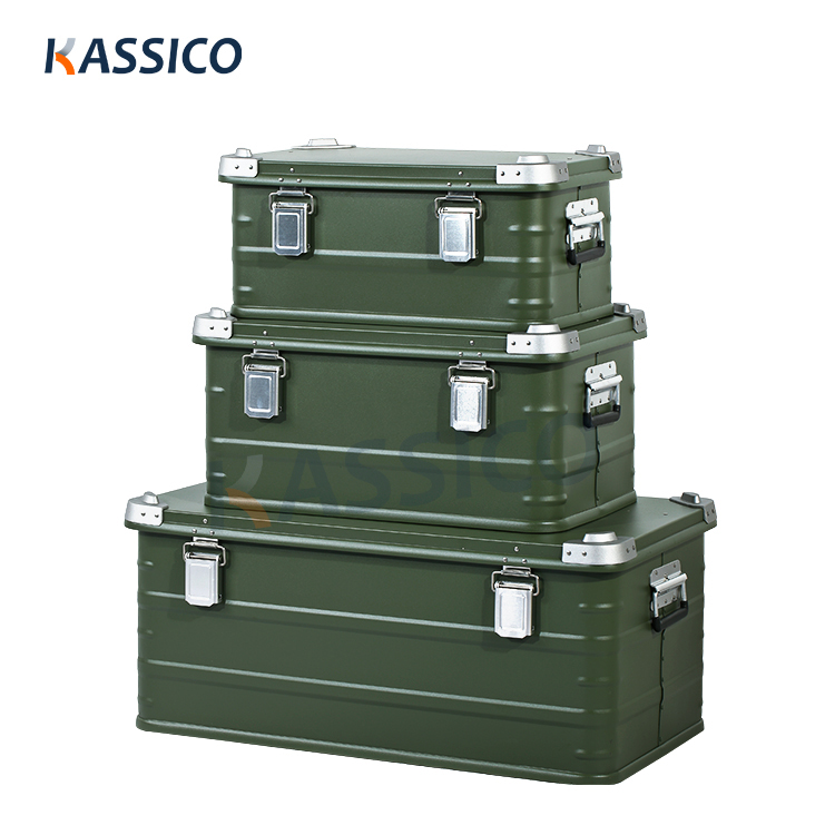 Cajas de supervivencia militar de aluminio, contenedores de almacenamiento de excedentes del ejército