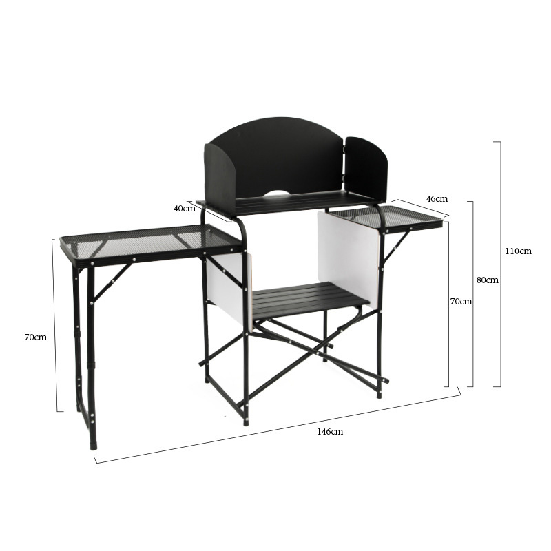Outdoor Folding Camping Cooking Station, Barbecue Grilling Table