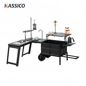Portable Aluminum Camping Box and IGT Table with Wheels
