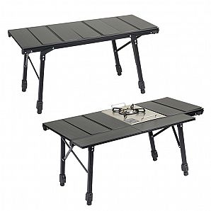 Mesa de picnic plegable portátil de aluminio IGT con pata ajustable y parrilla extraíble
