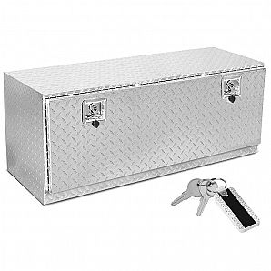 Caja de herramientas para debajo de la carrocería de aluminio con placa de diamante de 48"