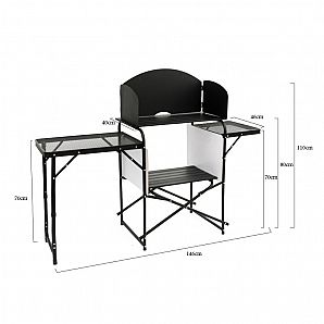 Outdoor Folding Camping Cooking Station, Barbecue Grilling Table