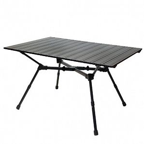 Lett sammenleggbart campingbord i aluminium - X-brakett, eggrulltopp, teleskopiske ben